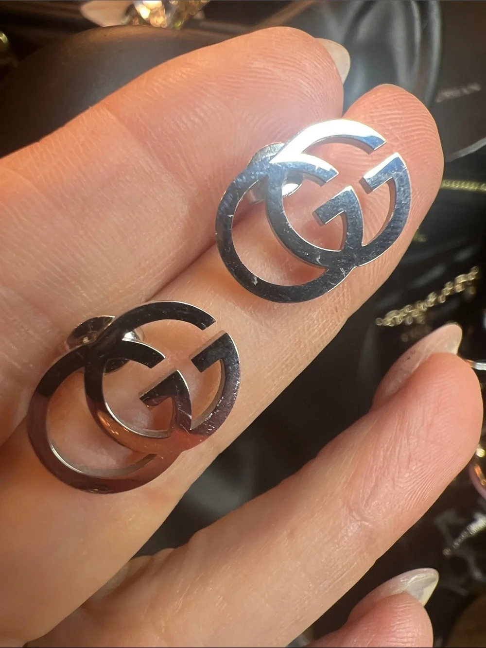Interlocking G Silver-Tone Stainless Steel Stud Earrings